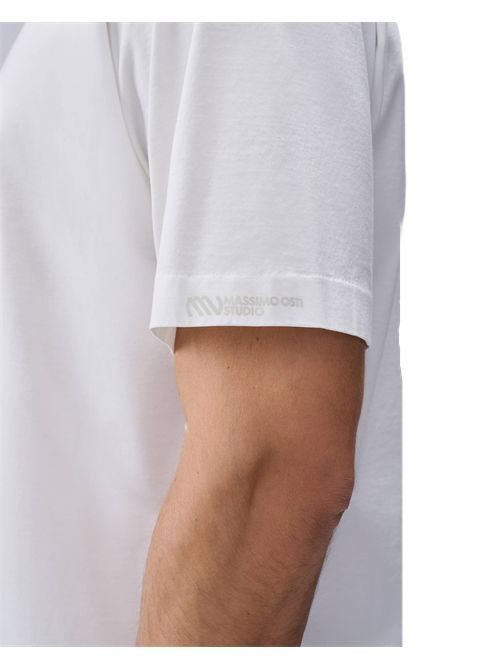 Massimo Osti T-Shirt in jersey di cotone mercerizzato tinta in capo Massimo Osti Studio | MTS109A110521G103 GAUZE WHITE